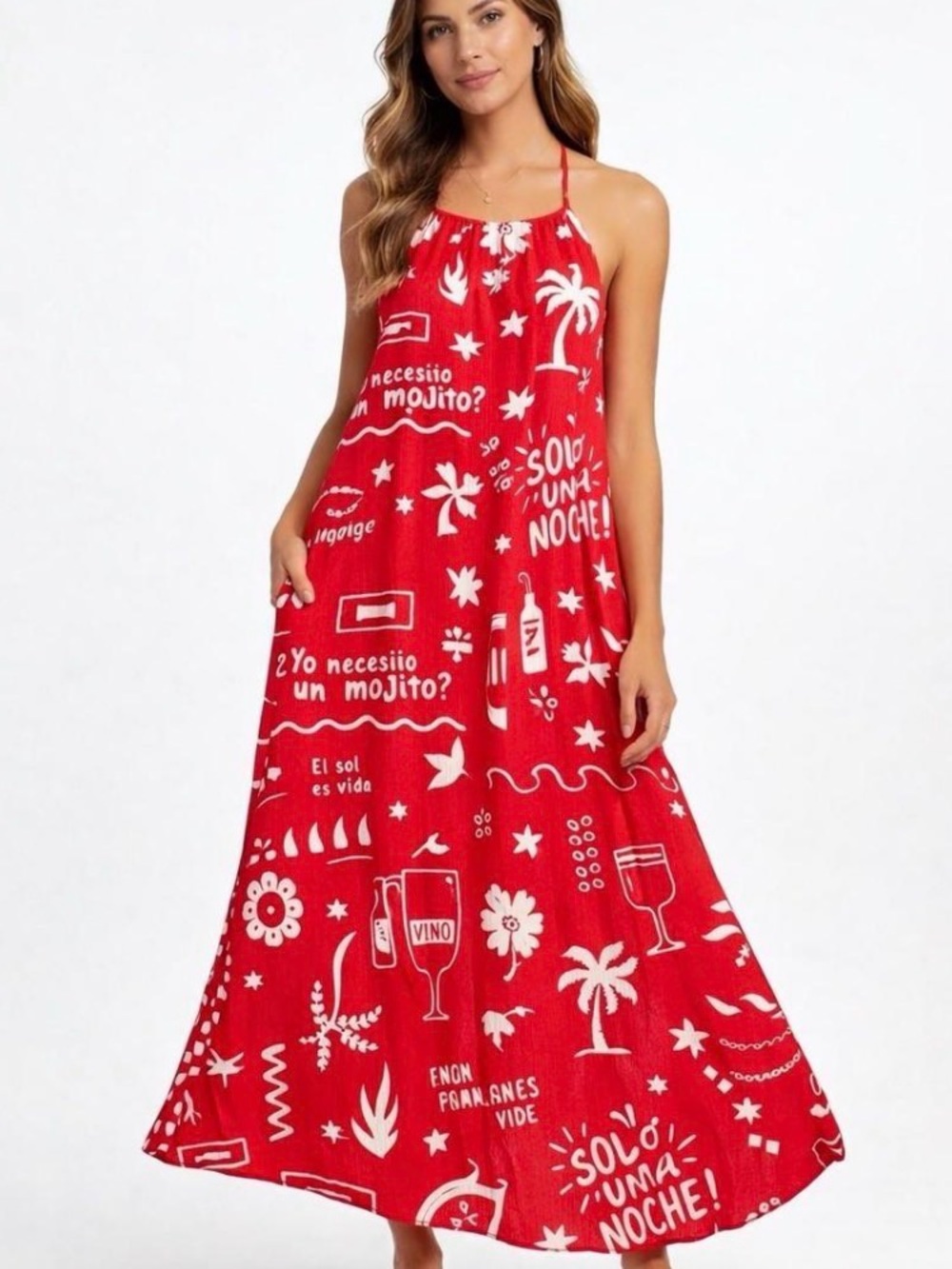 Paper Heart NWT red graphic maxi dress